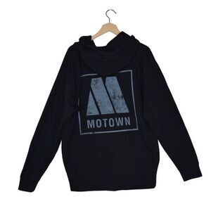 NWT Motown Records Hoodie Zip Black L Retro Music Streewear Band Sweater
